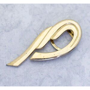 Vintage Gold Tone Abstract Wavy Spiral Victorian Clip - CH1